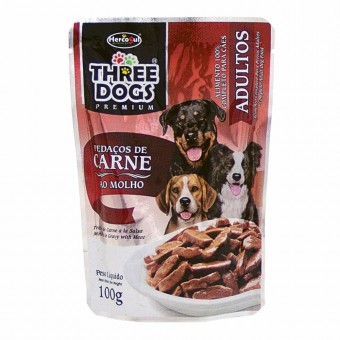 Three Dogs Sache Pedaços de Carne ao Molho - 100 g